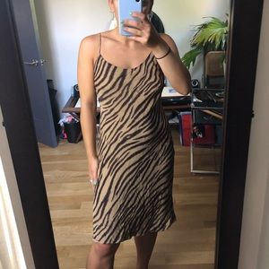 Vtg 100% silk jones New York zebra slip dress sz 6